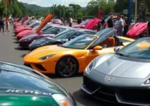 desfile de carros esportivos