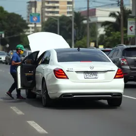 motorista de carro de luxo agride coletores de lixo